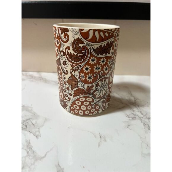 Vintage Hyalyn LB 112 NWOT Brown Paisley Cork Bottom Porcelain Cup - Picture 2 of 6
